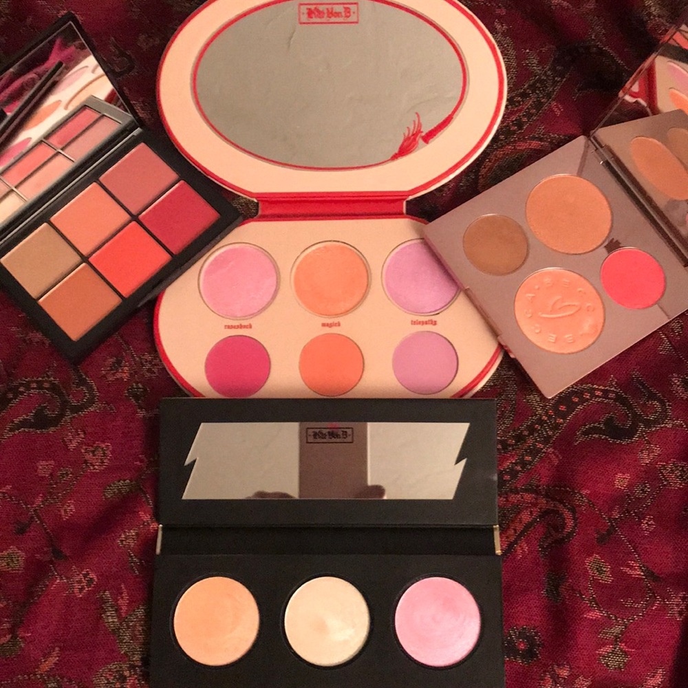 NARS, Becca, Kat Von D blush + highlighter palette